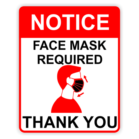 Red Notice 8" x 10" Face Mask Required Sign