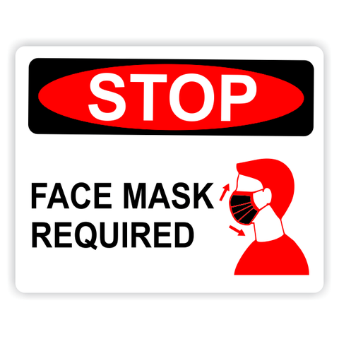 Stop Red/Black  8" x 10" Face Mask Required Sign