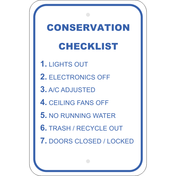 Vertical Conserve Before Leaving Checklist Sign