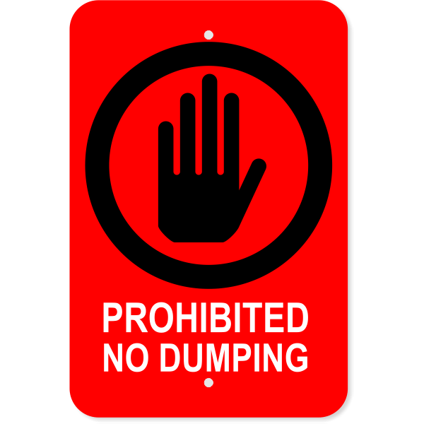 Vertical Dumping Prohibited Sign