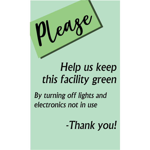 Vertical Green Facility Conserve Energy Sign