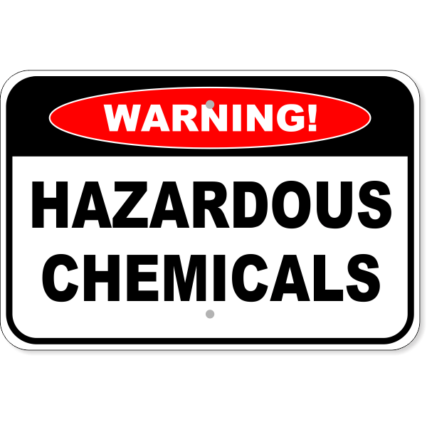 Warning Hazardous Chemicals 12" x 18" Aluminum Sign