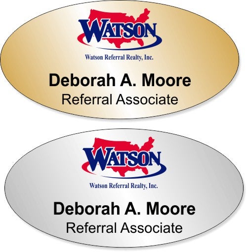 Watson Referral 1.5" x 3" Oval Name Badge