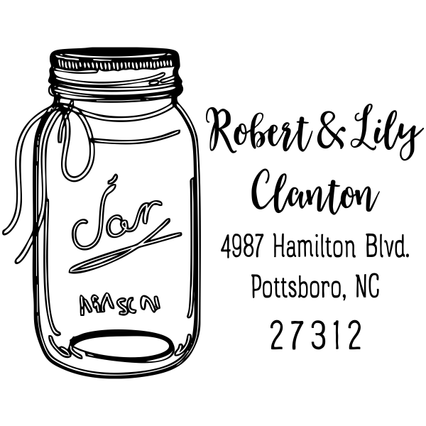 Mason Jar Couple Address Stamp