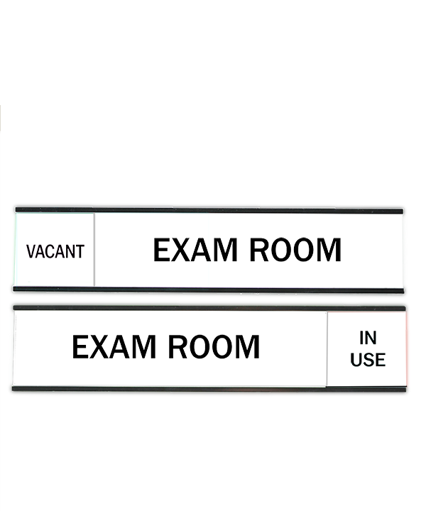 White Exam Room Slider Signs, 2" x 10" Custom Signs