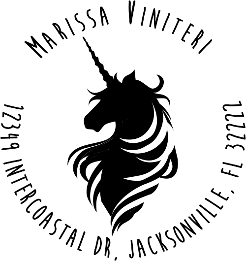 Magical Unicorn Round Return Address Stamp