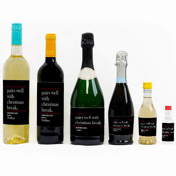 Pairs Well with Christmas Break Bottle Label