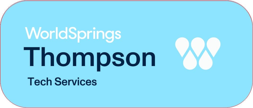 Worldsprings Name Badge Blue 1.5 x 3.5