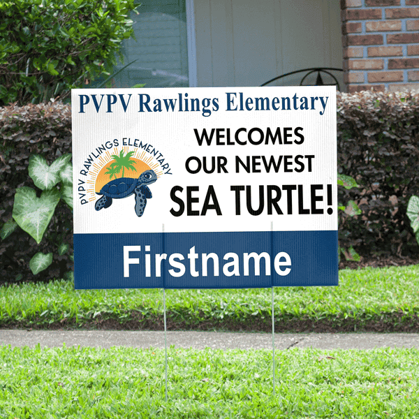 PVPV Rawlings Elementary Personalized Sea Turtle Yard Sign
