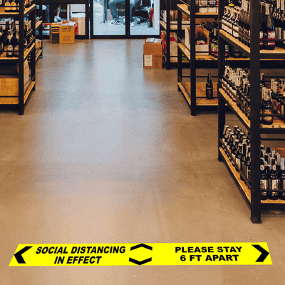 Rectangle Keep 6 Feet Distance Floor Decal - alternate view
