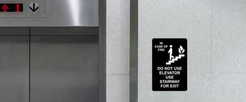 In Case of Fire Use Stairs Sign