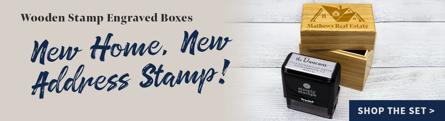 Wooden Stamp Engraved Boxes, New Home New Address Stamp! Shop the Set