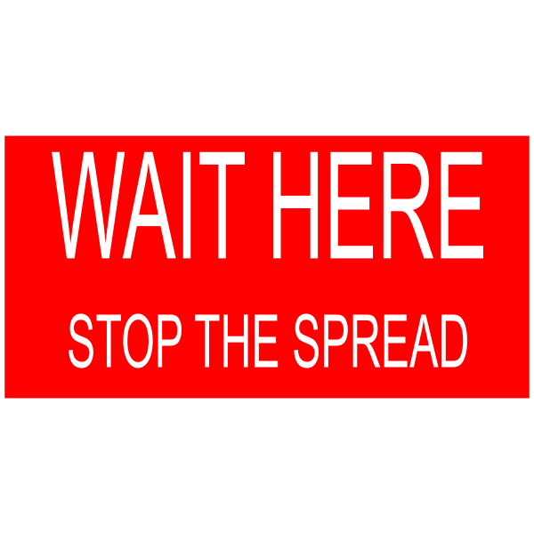 Red Rectangle Wait Here Floor Decal