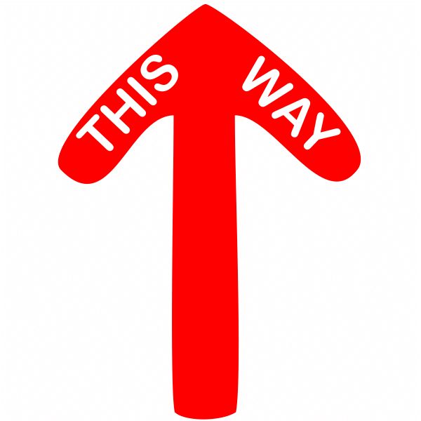Red This Way Arrow Floor Decal
