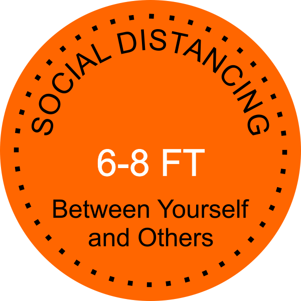 Orange Round Social Distancing Floor Decal