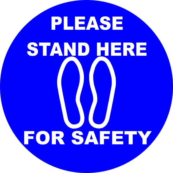 Blue Round Stand Here Floor Decal