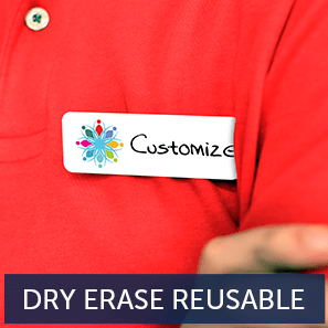 White Dry Erase Name Tag on Red Shirt