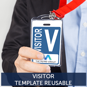 Man Holding Visitor Pass on Lanyard