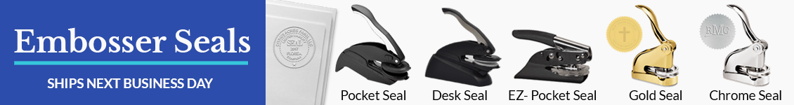 embosser seal types and model examples, ships next business day