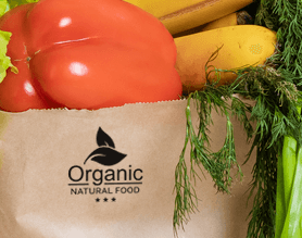 Custom Logo Stamp on paper grocery bag