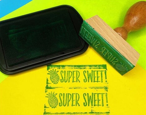 Stamp Ink Pad and Wood Handle Stamp