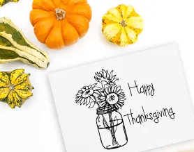 Happy Thanksgiving stamp in kitchen