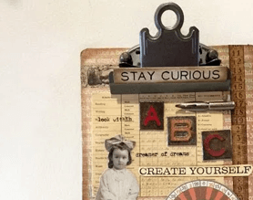 altered clipboard craft image with craft stamp