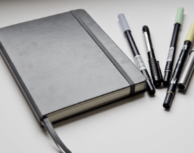 Gray Journal and Pens